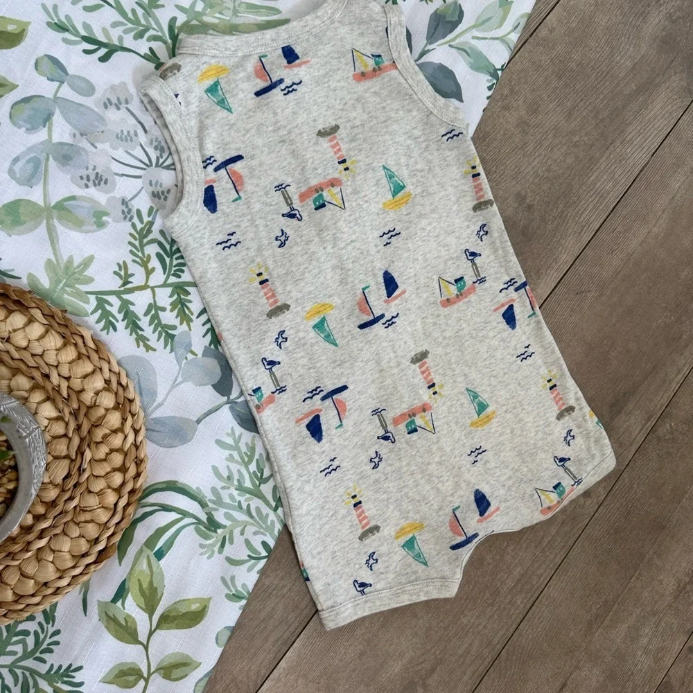 Carter’s Toddler Boy Sailboat Snap Up Sleeveless Romper Size 24 Months